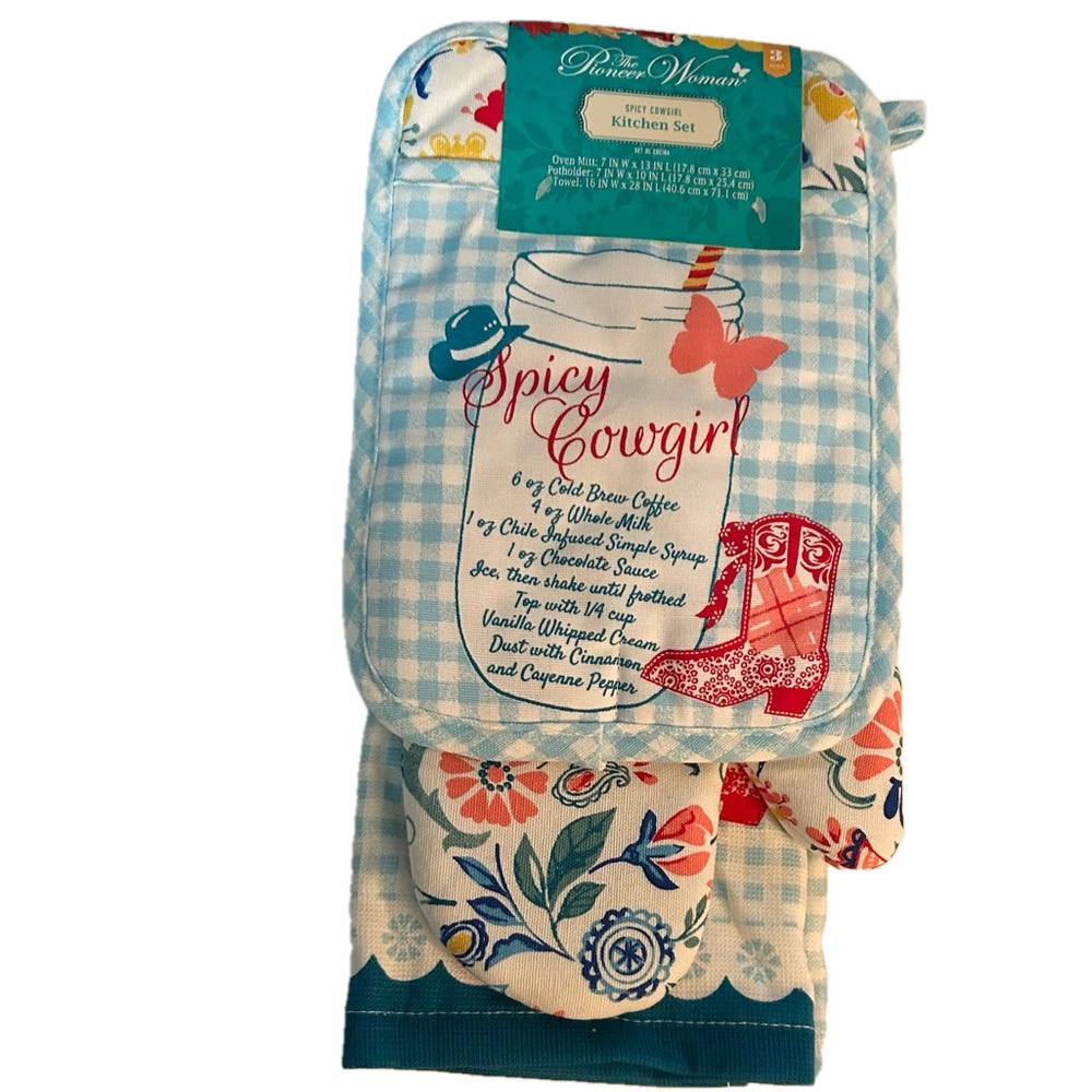 The Pioneer Woman Spicy Cowgirl Potholder Oven-mitt Kitchen Towel NWT
